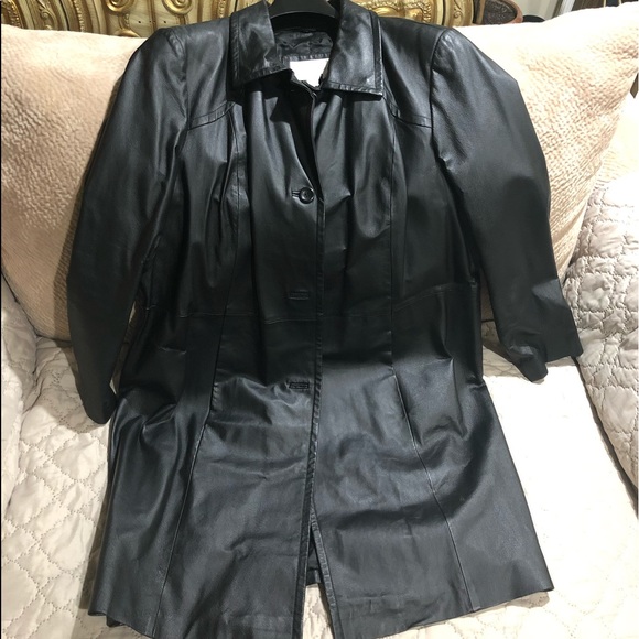 Worthington New Black Leather Coat - Picture 1 of 4